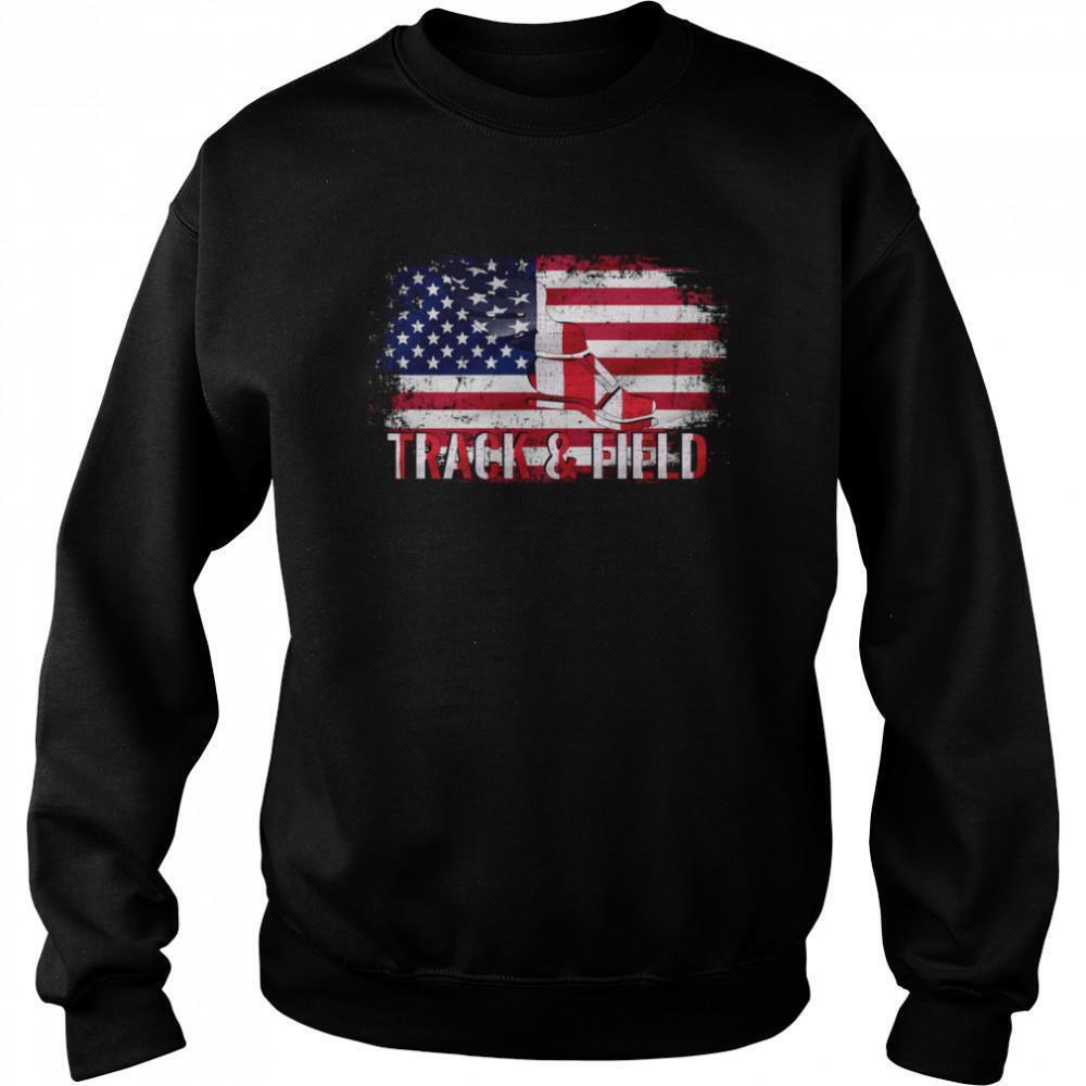 Track And Field With American Flag For Sports Shirt